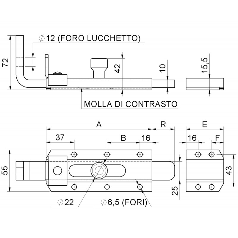 Galvanized Heavy Padlock Bolt Block System Combiarialdo