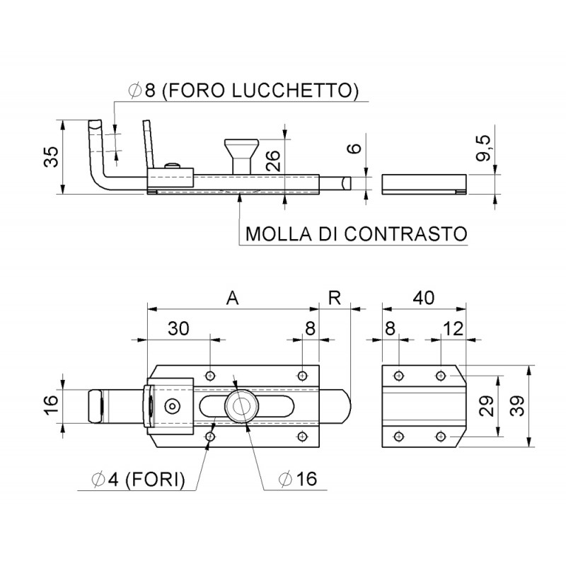 Galvanized Padlock Bolt Block System Combiarialdo