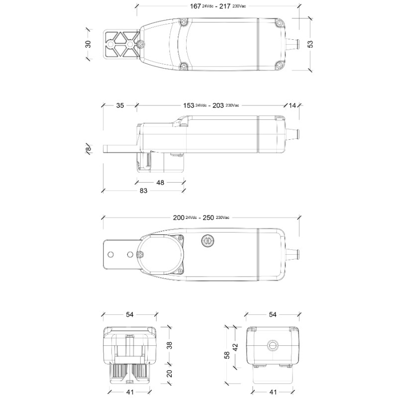 Chiaroscuro SL 80 230Vac Motor for Sliding Shutters