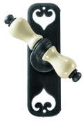 Copenhagen Galbusera Window Handle with Plate Porcelain and Wrought Iron