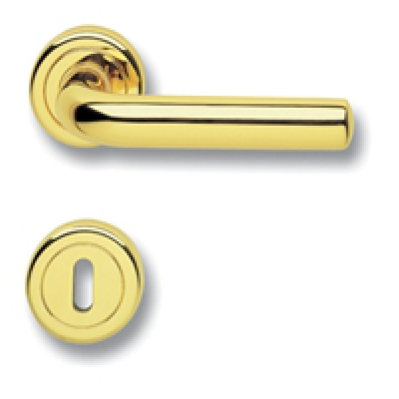 Pair of Ghidini Lever Handles Cinzia OLV M1 with Roses and Escutcheons