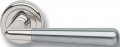 Pair of Ghidini Lever Handles Ginevra OCL Inox with Roses and Escutcheons