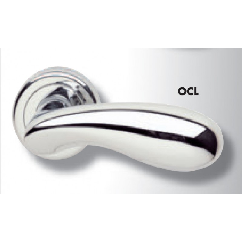 Pair of Ghidini Lever Handles Golf OCL M4 with Roses and Escutcheons
