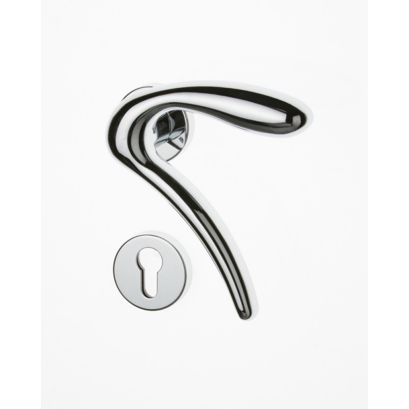 Pair of Ghidini Lever Handles Leonardo ACL with Roses and Escutcheons