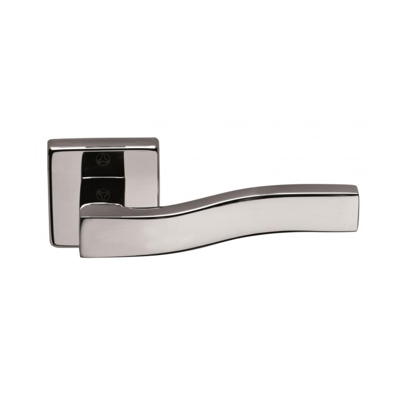 Pair of Ghidini Lever Handles Q-Urva ZCL with Roses and Escutcheons