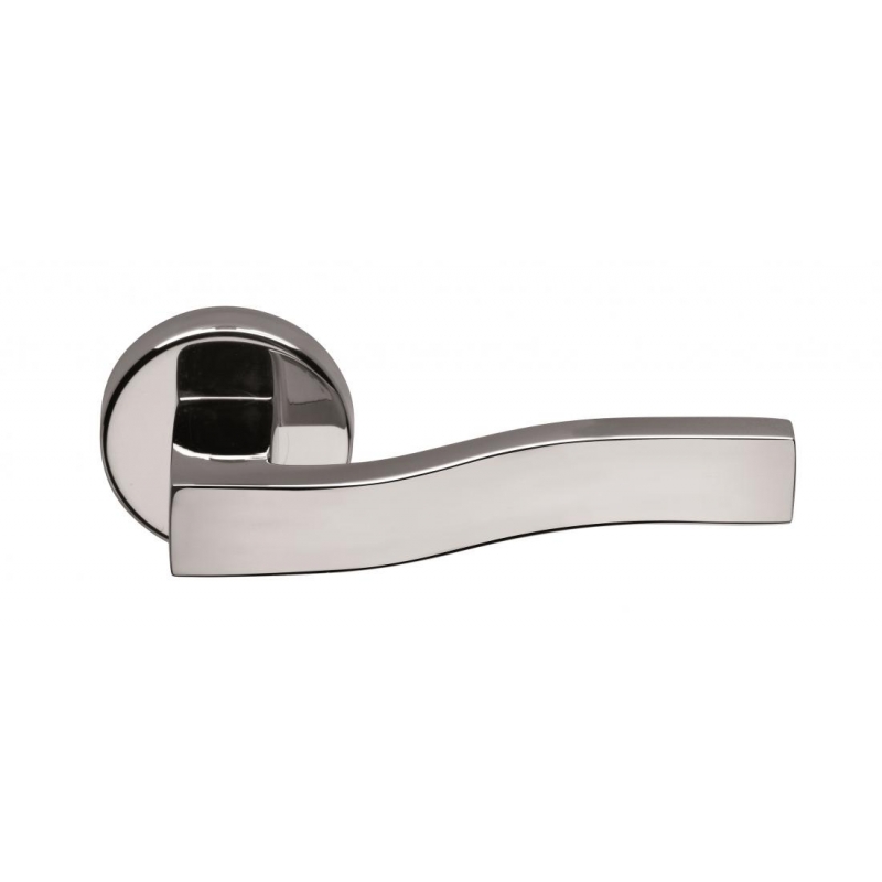 Pair of Ghidini Lever Handles Q-Urva ZCL with Roses and Escutcheons