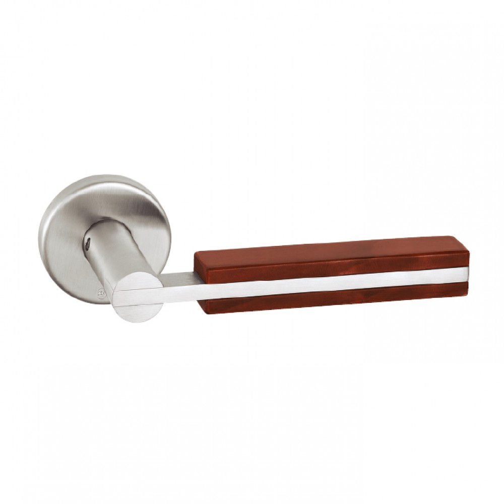 pba 2001.YOD Pair of Lever Handles in Wood and Stainless Steel AISI 316L