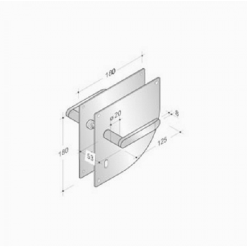 pba 2020/2001 Pair of Handles with Plate in Stainless Steel AISI 316L