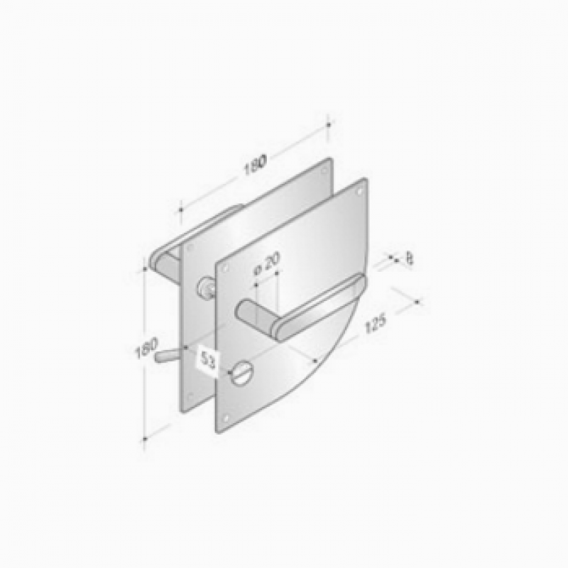 pba 2020/2001 Pair of Handles with Plate in Stainless Steel AISI 316L