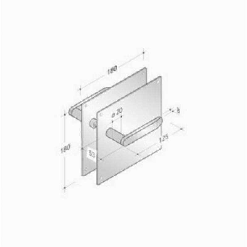 pba 2020/2001 Pair of Handles with Plate in Stainless Steel AISI 316L