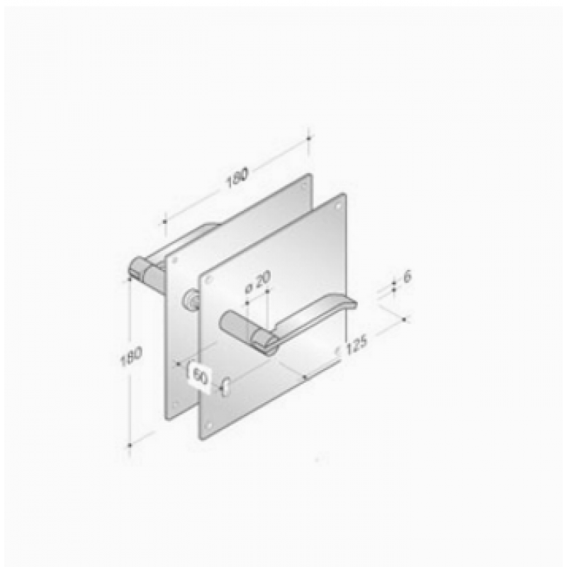 pba 2022/2001 Pair of Handles with Plate in Stainless Steel AISI 316L