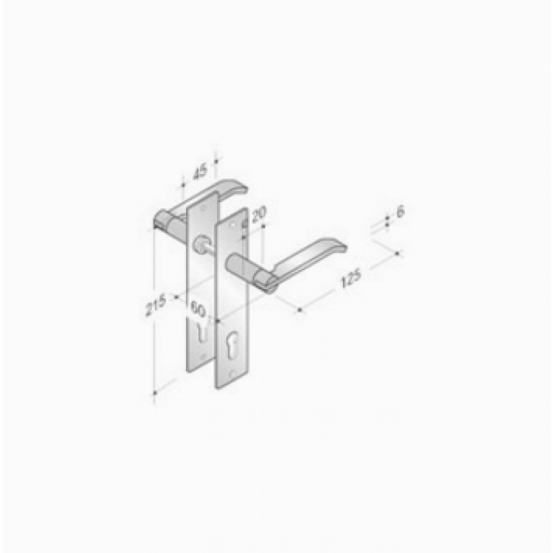 pba 2022/2001 Pair of Handles with Plate in Stainless Steel AISI 316L