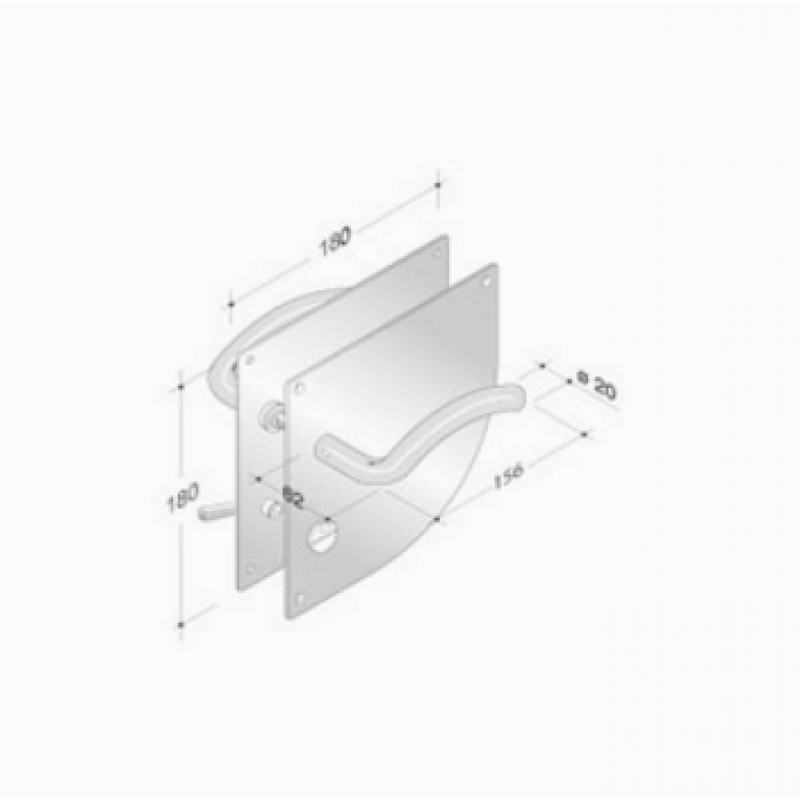 pba 2022/2001 Pair of Handles with Plate in Stainless Steel AISI 316L