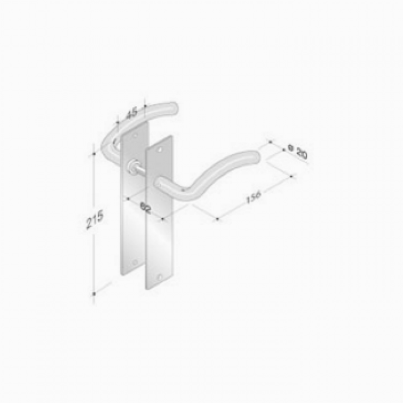 pba 2022/2001 Pair of Handles with Plate in Stainless Steel AISI 316L