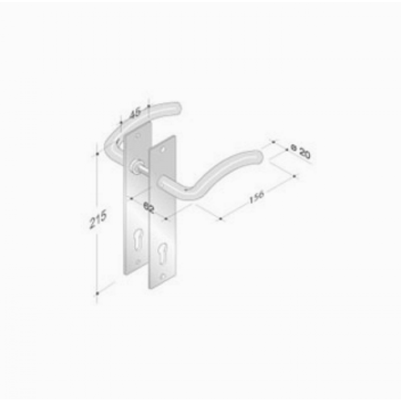 pba 2022/2001 Pair of Handles with Plate in Stainless Steel AISI 316L