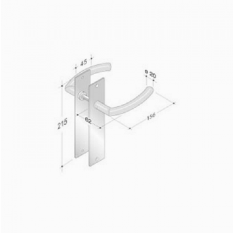 pba 2027/2001 Pair of Handles with Plate in Stainless Steel AISI 316L