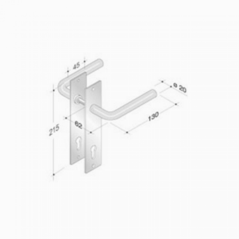 pba 2028/2001 Pair of Handles with Plate in Stainless Steel AISI 316L