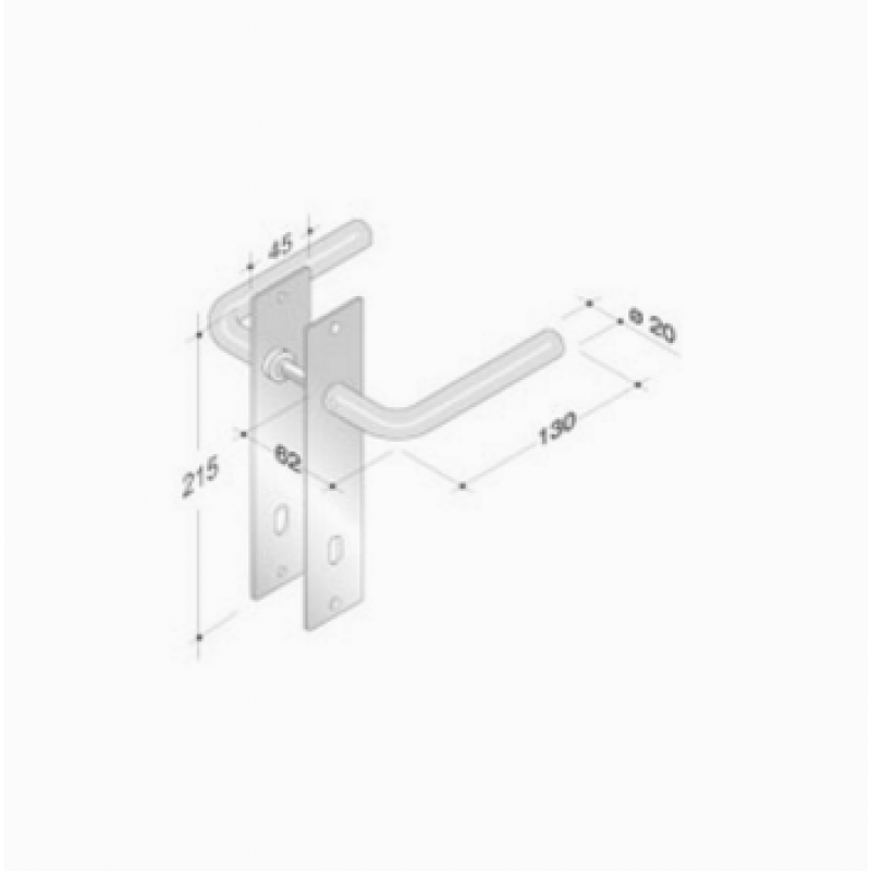 pba 2028/2001 Pair of Handles with Plate in Stainless Steel AISI 316L
