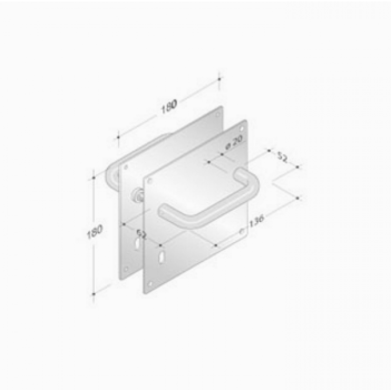 pba 2028B/2001 Pair of Handles with Plate in Stainless Steel AISI 316L