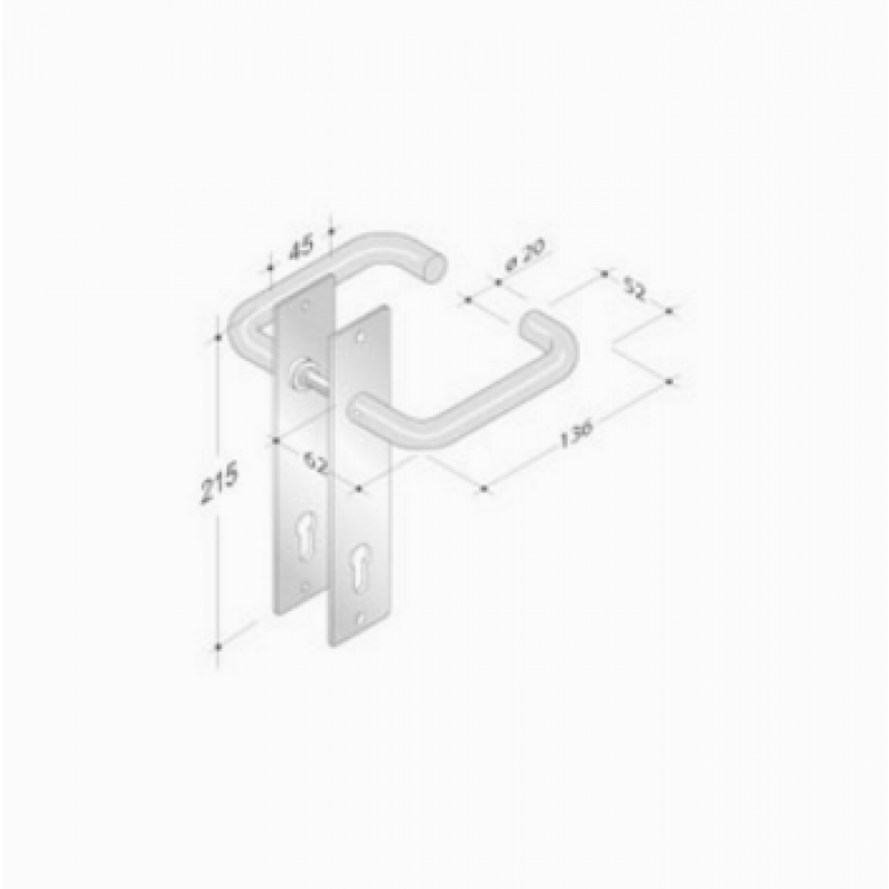 pba 2028B/2001 Pair of Handles with Plate in Stainless Steel AISI 316L