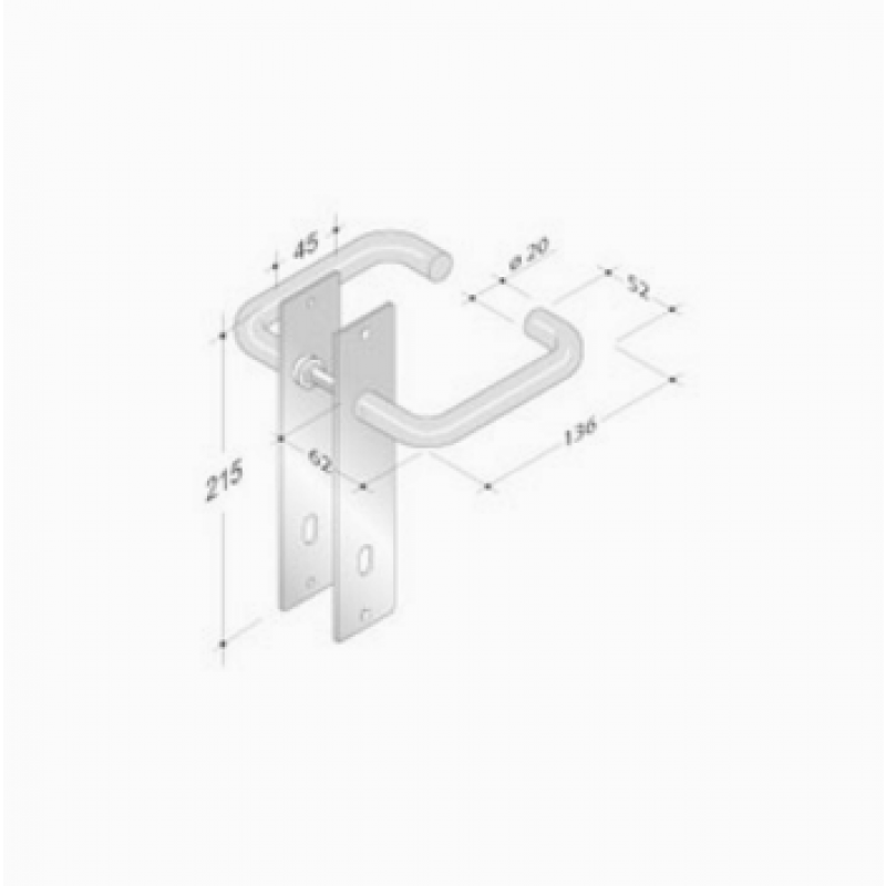 pba 2028B/2001 Pair of Handles with Plate in Stainless Steel AISI 316L