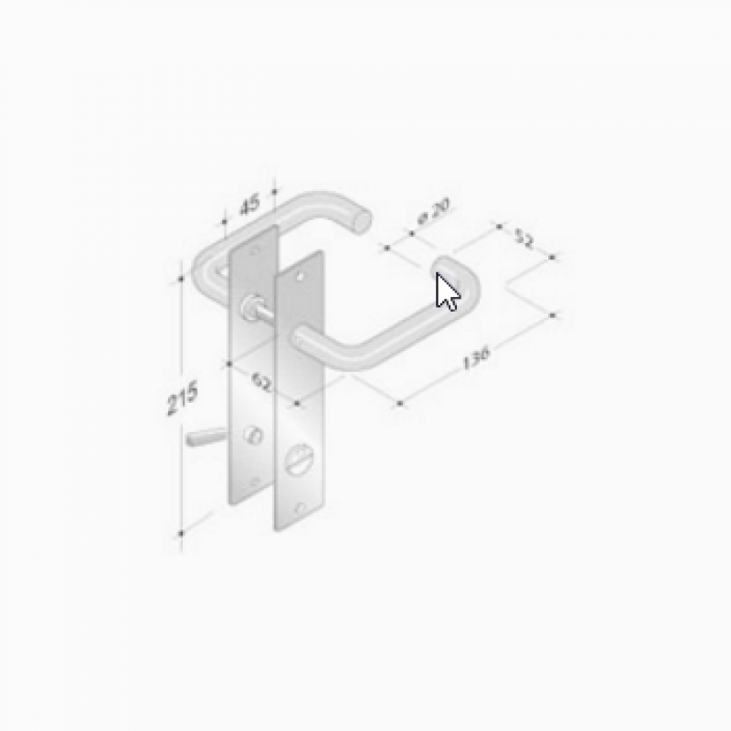 pba 2028B/2001 Pair of Handles with Plate in Stainless Steel AISI 316L