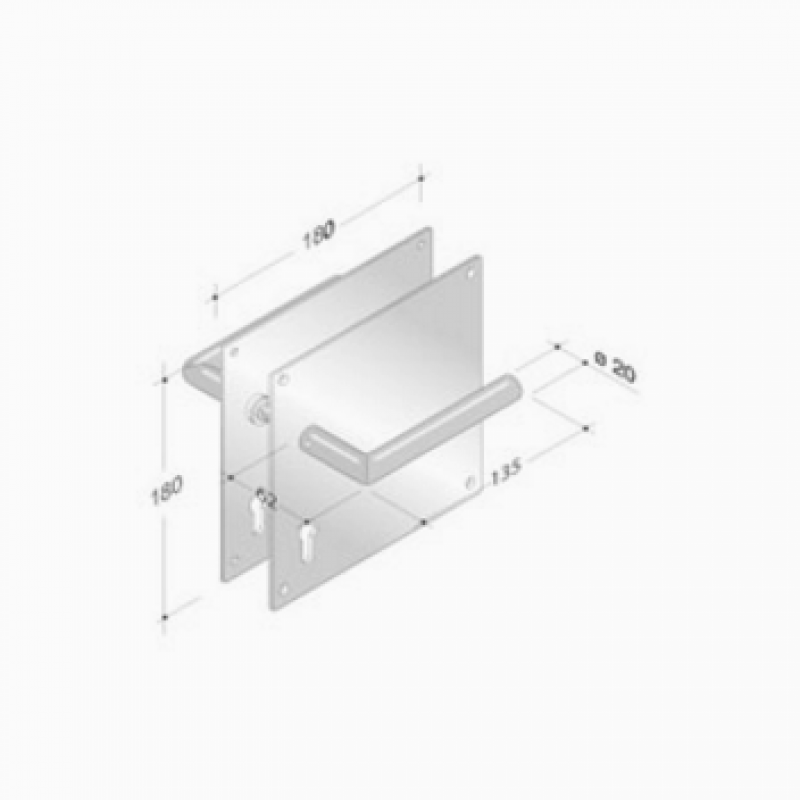 pba 2029/2001 Pair of Handles with Plate in Stainless Steel AISI 316L