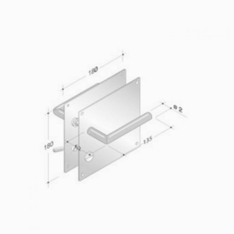pba 2029/2001 Pair of Handles with Plate in Stainless Steel AISI 316L