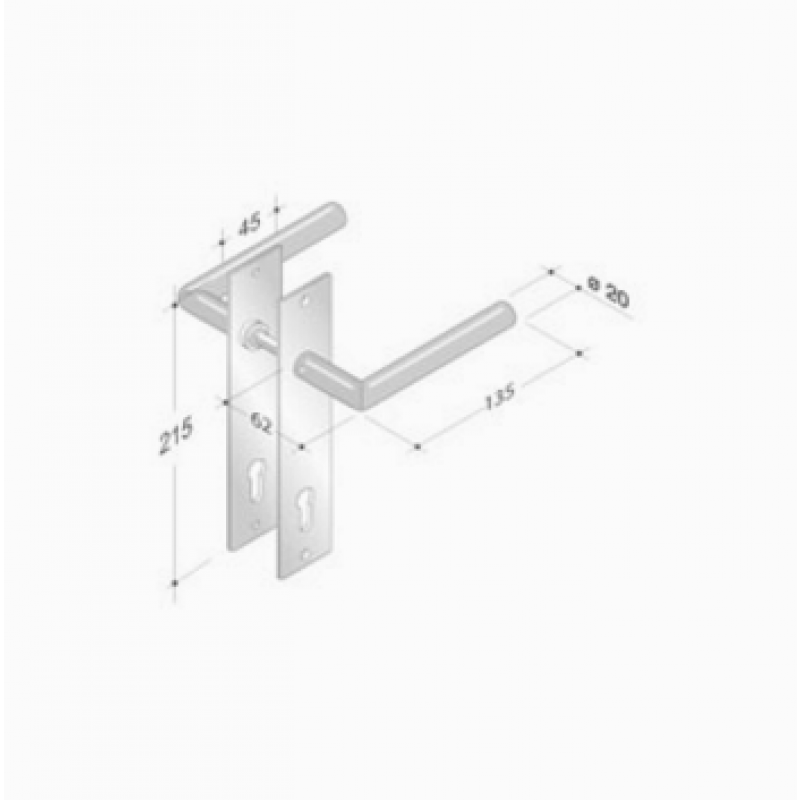 pba 2029/2001 Pair of Handles with Plate in Stainless Steel AISI 316L