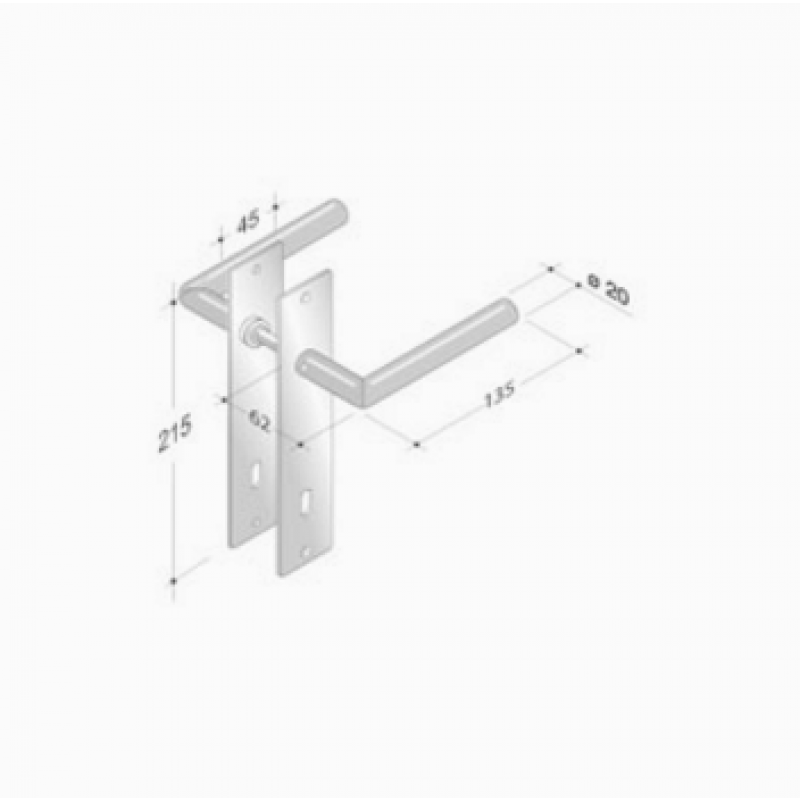 pba 2029/2001 Pair of Handles with Plate in Stainless Steel AISI 316L