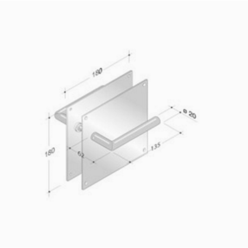 pba 2029/2001 Pair of Handles with Plate in Stainless Steel AISI 316L
