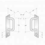 pba 2225 Pair of Fixed Pull Handles on Rectangular Plate in Stainless Steel