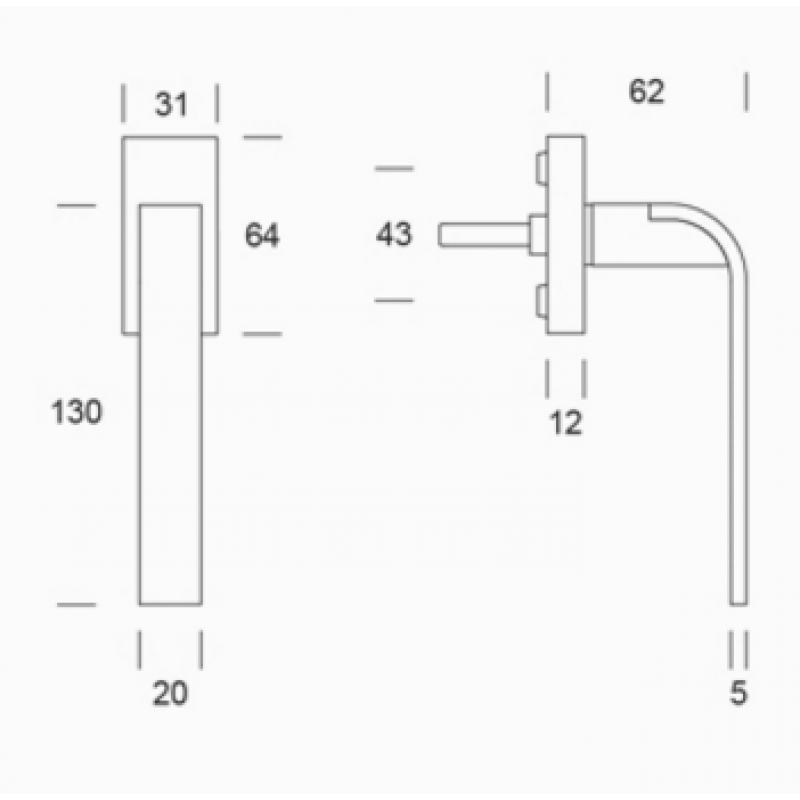 pba 0IT.153.0000 Pair of Lever Handles in Stainless Steel AISI 316L