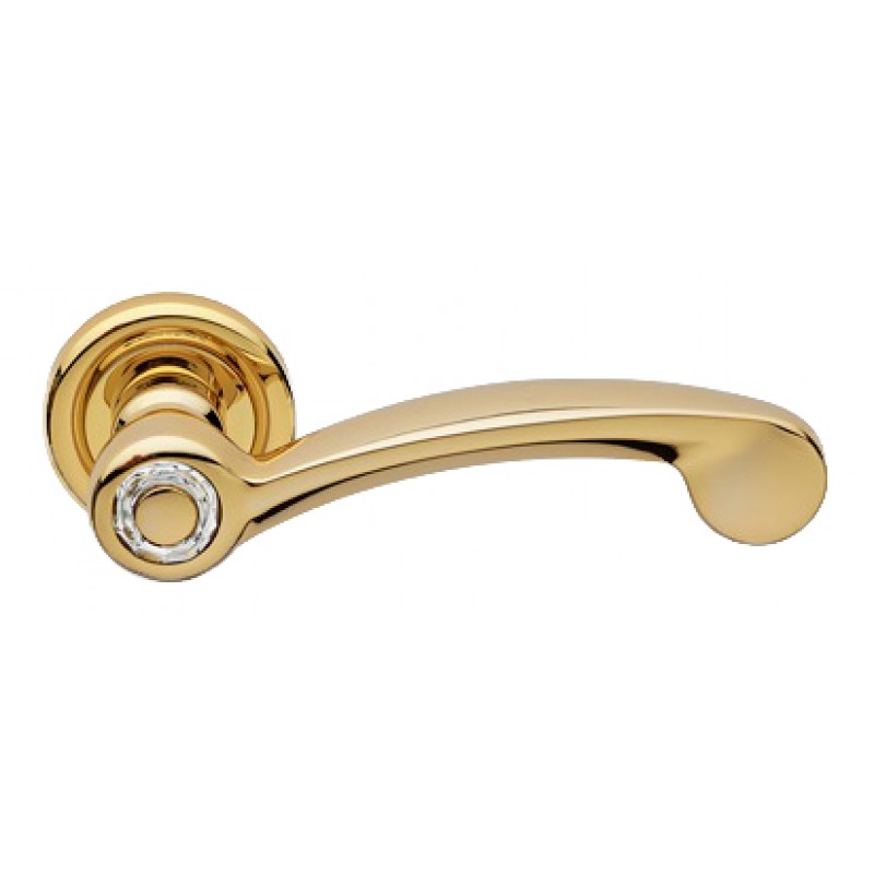 Cosmic Gold Plated Door Handle on Rosette Linea Calì Crystal