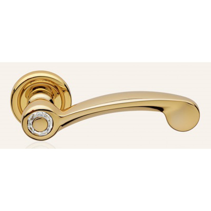 Cosmic Gold Plated Door Handle on Rosette Linea Calì Crystal