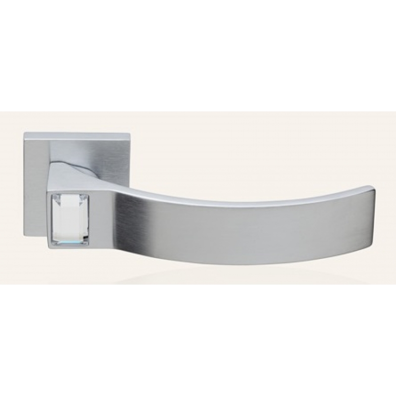 Elios Crystal Satin Chrome Door Handle on Rosette Linea Calì Crystal