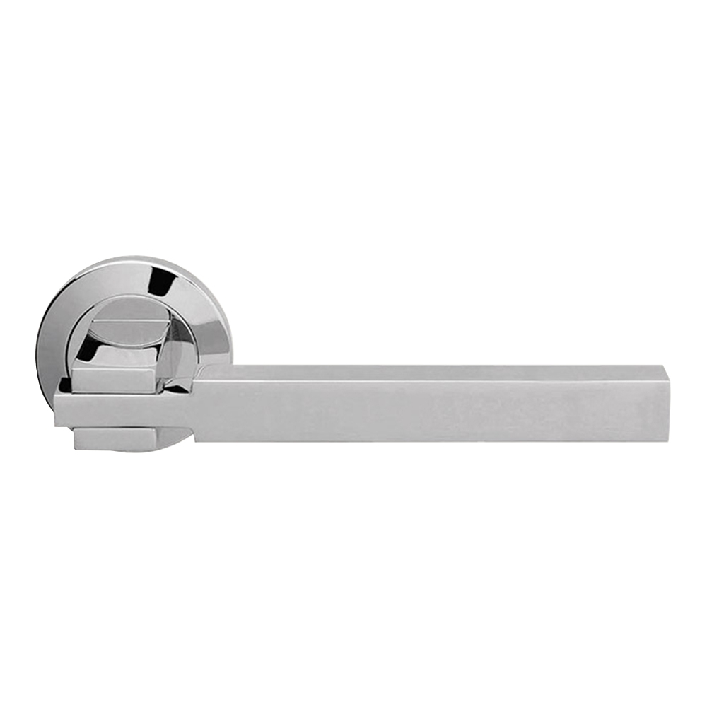 Elle Polished Chrome Door Handle With Rose of Squarish Shape by Linea Calì