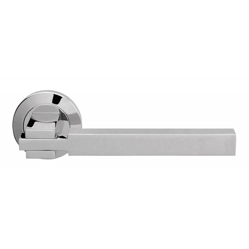 Elle Polished Chrome Door Handle With Rose of Squarish Shape by Linea Calì