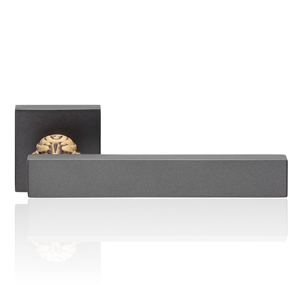 Era Satin Anthracite Door Handle With Rose Modern Antique Linea Calì Design