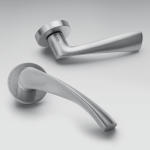 Flessa Satin Chrome Door Handle on Rosette with Bamboo Shape by Colombo Design