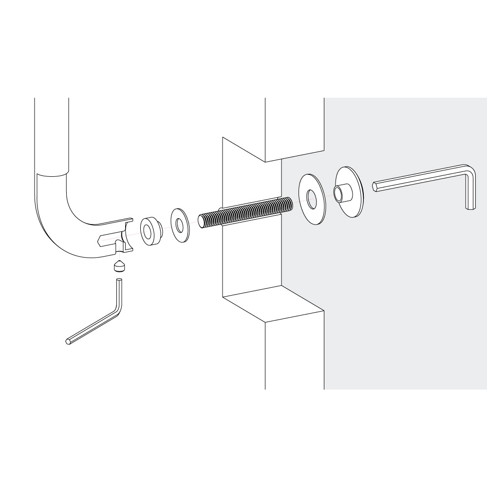 Fixing Kit Single Pull-Bolt Through for Pull Handle Colombo Design Handle for Wood PVC Glass Armoured Aluminum Doors