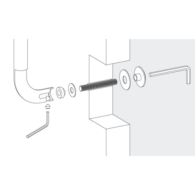 Fixing Kit Single Pull-Bolt Through for Pull Handle Colombo Design Handle for Wood PVC Glass Armoured Aluminum Doors