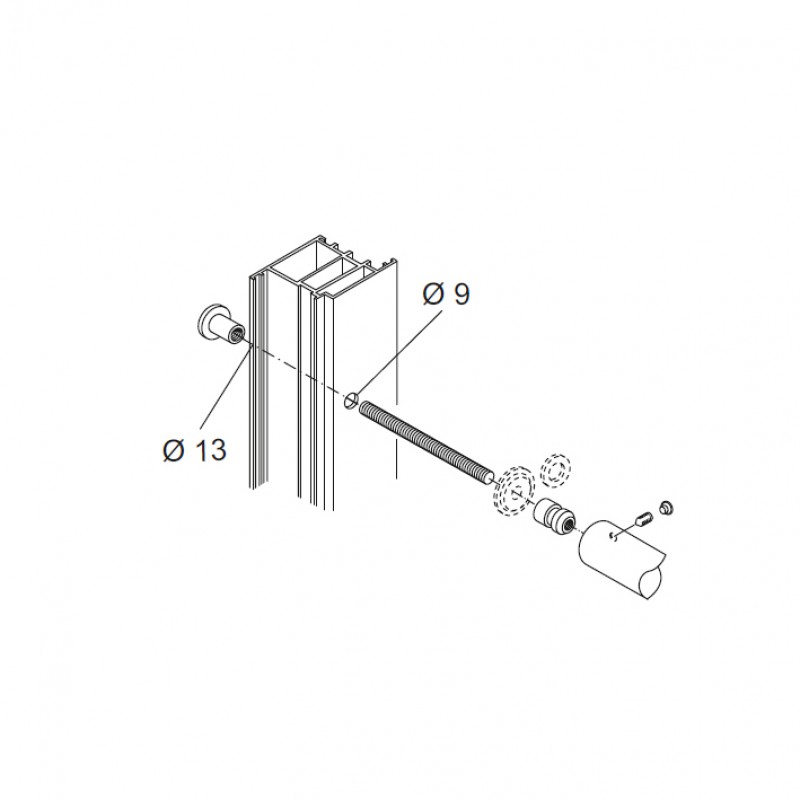 Fixing Kit pba 810 for Pair of Pull Handles for Glass Doors