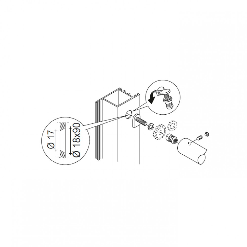 Through Fixing Kit pba 01 Single Pull Handles Wooden, Aluminium, Iron Doors