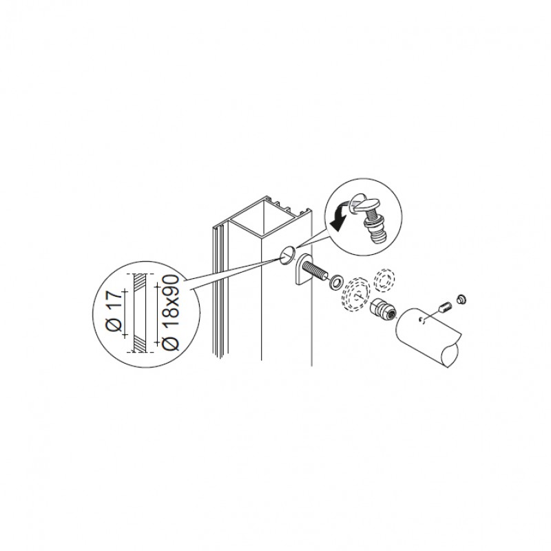 Through Fixing Kit pba 01 Single Pull Handles Wooden, Aluminium, Iron Doors
