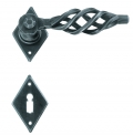 Square London Galbusera Door Handle with Rosette and Escutcheon Plate