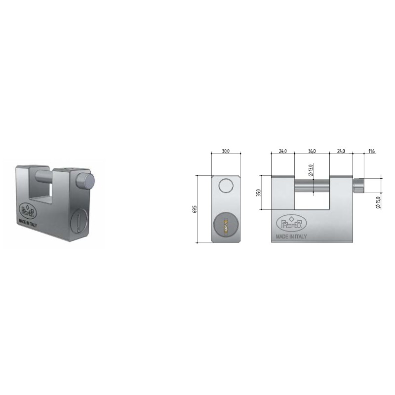 Prefer UL20 Armored Padlock for Overhead Garage Door
