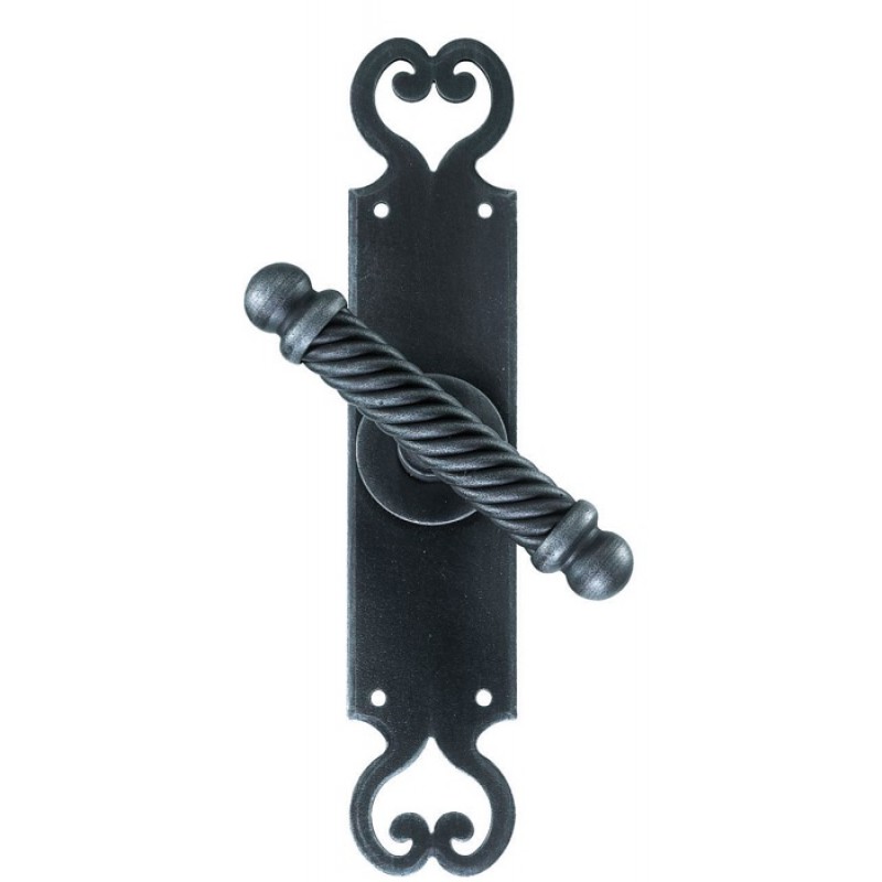 Madrid Galbusera Window Handle with Plate Wrought Iron