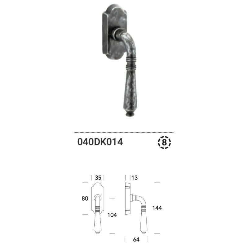 Vintage Brass Window Handle DK Reguitti Ginevra