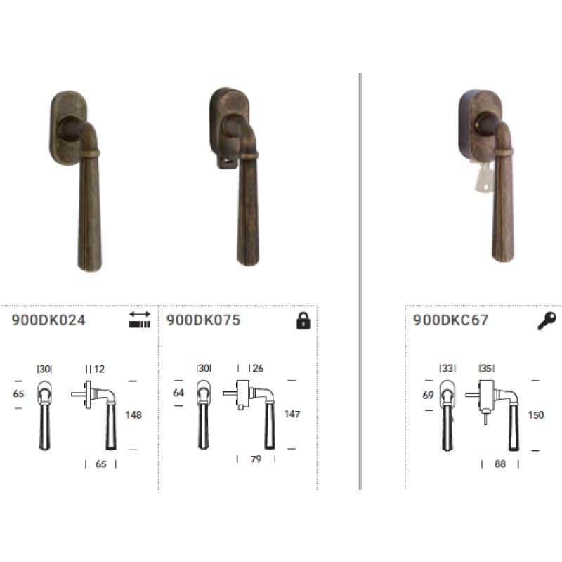 Vintage Window Handle DK Opening Reguitti Charme